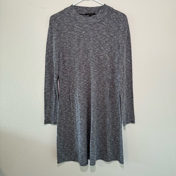 Madewell Cityblock Mockneck Ribbed Long Sleeve Grey Dress - Picture 3 of 9